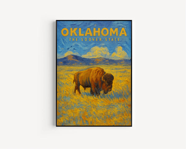 Oklahoma Travel Poster, Vintage Oklahoma Print, Oklahoma Sooner State Wall Art, Oklahoma State Park Map, Oklahoma City Decor, Oklahoma Gift