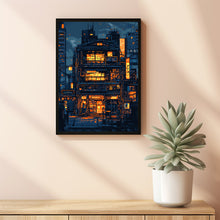 Old Japanese Building Pixel Art – Retro Workshop Wall Decor