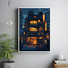 Old Japanese Building Pixel Art – Retro Workshop Wall Decor