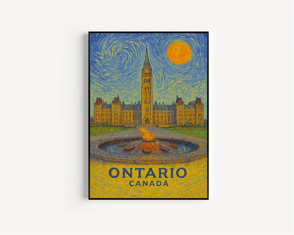 Ontario Poster Print, Ontario Travel Poster, Ontario Van Gogh Style Wall Art, Ontario, Canada