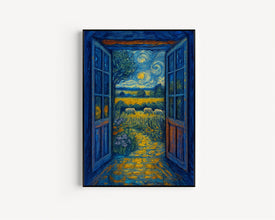 Open Window Henri Matisse Print, Henri Matisse Style Fauvism Painting, Modern Exhibition Patio Open Countryside Farm Scene, Sheep Grazing