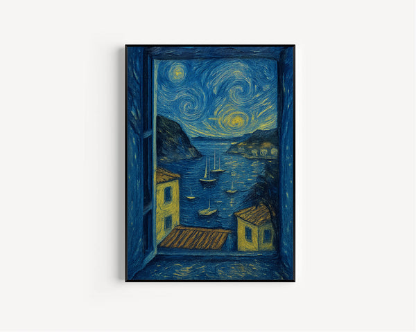 Open Window Henri Matisse Print, Henri Matisse Style Fauvism Painting, Modern Exhibition Print, Coastal Village, Harbour Boats, Ocean View