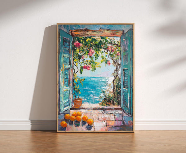 Open Window Henri Matisse Print, Henri Matisse Style Fauvism Painting, Modern Exhibition Print, Patio Doors Flowers Mediterranean Oranges 1863813297
