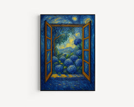Open Window Henri Matisse Print, Henri Matisse Style Fauvism Painting, Modern Exhibition Window Onto Garden Scene, Hydrangea Flowers Bloom