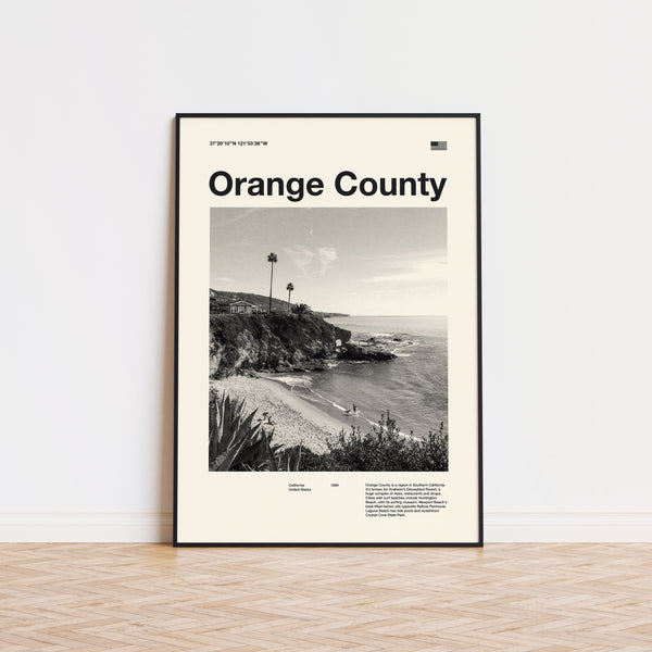 Orange County Print  Orange County Poster  Orange County Wall Art  Mid Century Poster  Travel Print Art  California 1595534712