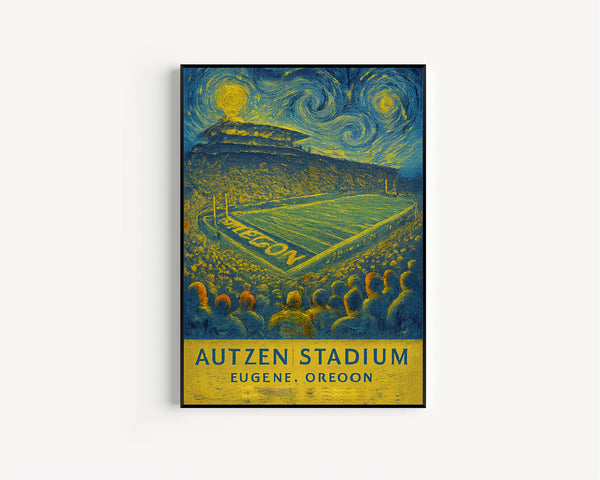 Oregon Football  Autzen Stadium  Black and White  Poster