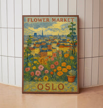 Oslo Flower Market Poster, Wall Decor, Norway Floral Illustration, Botanical Gallery Wall Art, Gift For Friend, Travel Poster, Modern