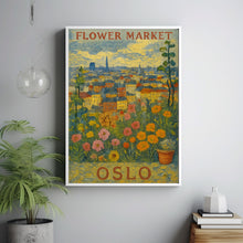 Oslo Flower Market Poster, Wall Decor, Norway Floral Illustration, Botanical Gallery Wall Art, Gift For Friend, Travel Poster, Modern