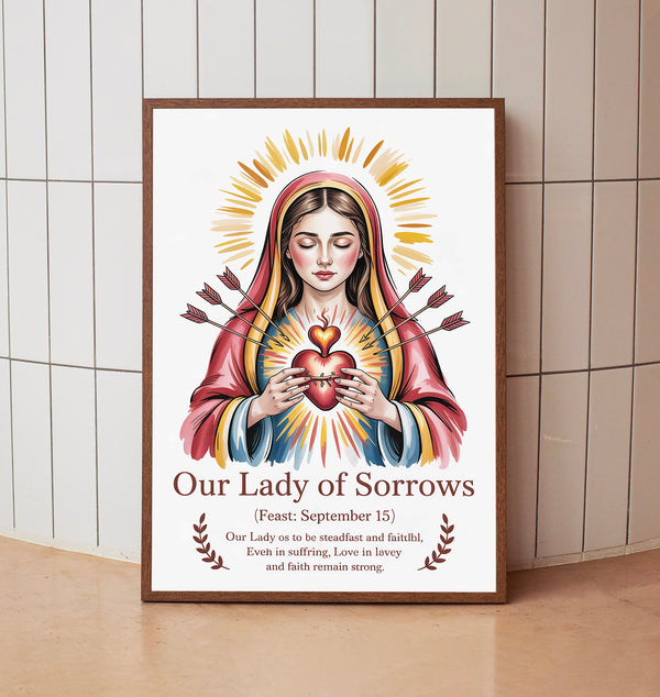 Our Lady of Sorrows, Birthday Gifts, Housewarming Gifts, Wall Art, Catholic Art, Sacred Art
