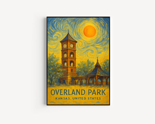 Overland Park Poster Print, Overland Park 1 Travel Poster, Overland Park Van Gogh Style Wall Art, Overland Park, Kansas, United States