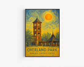 Overland Park Poster Print, Overland Park 1 Travel Poster, Overland Park Van Gogh Style Wall Art, Overland Park, Kansas, United States
