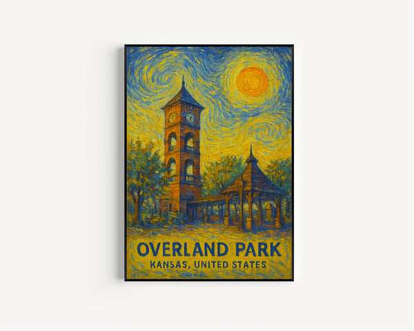 Overland Park Poster Print, Overland Park Travel Poster, Overland Park Van Gogh Style Wall Art, Overland Park, Kansas, United States