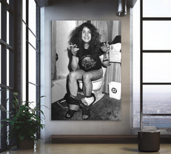Ozzy Osbourne Bathroom Toilet Canvas, Black Sabbath Vintage Black and White Funny Restroom Photography Comedy Art Decor Canvas 1834191367
