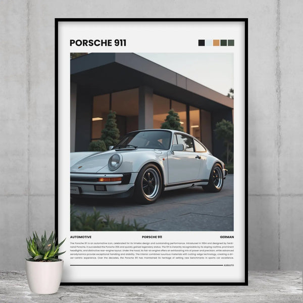 PORSCHE 911 (White) Premium Poster