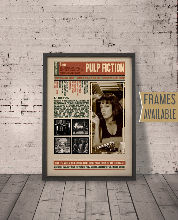 PULP FICTION Movie Poster  Framed Film Print  Retro Vintage Wall Art Print  Cinema Wall Gallery  Christmas Gift For Film Lovers 247655773