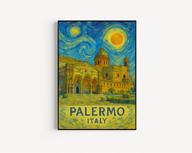 Palermo Poster Print, Palermo Travel Poster, Palermo Van Gogh Style Wall Art, Palermo, Italy