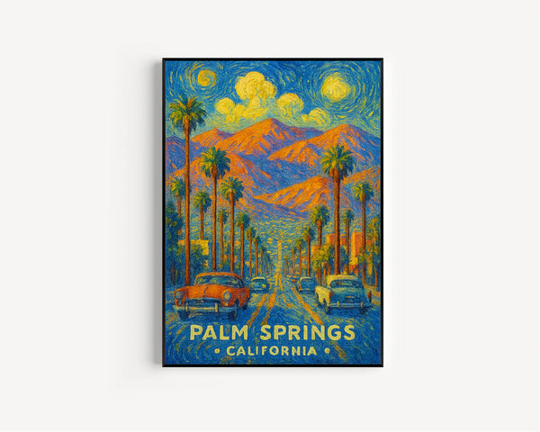 Palm Springs Poster – Retro California Desert Scenic Wall Art – retro california artwork – california travel print