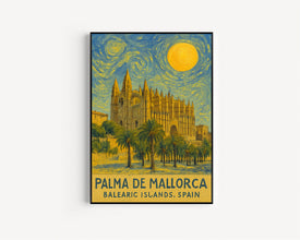 Palma de Mallorca Poster Print, Palma de Mallorca Travel Poster, Palma de Mallorca Van Gogh Style Wall Art, Balearic Islands, Spain