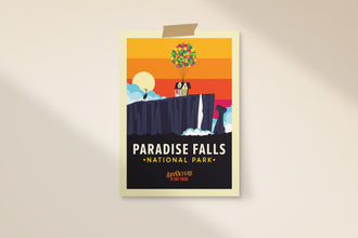 Paradise Falls Travel Poster, Disney UP Poster, Pixar UP Wall Art, UP Movie Art Print, Retro Print, Up Balloon House Poster, Disney Gift 1291980624