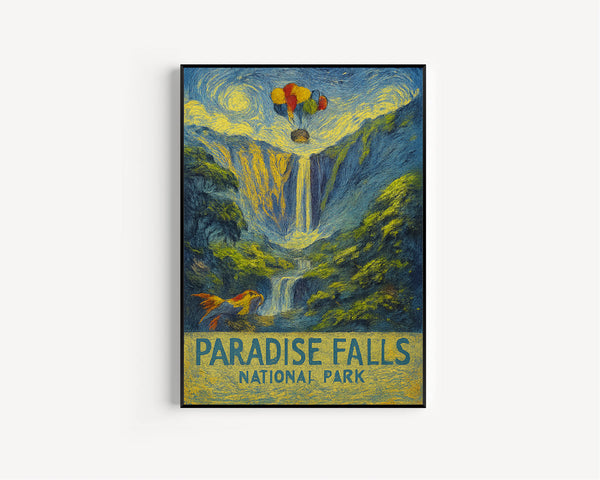 Paradise Falls Travel Poster, National Park Wall Art, Up Balloon House Poster, Movie Art Print, Home Decor, Personalised Gifts