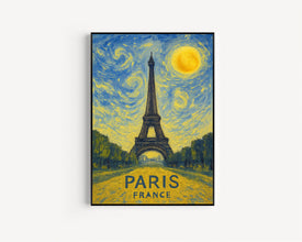 Paris Poster Print, Paris Travel Poster, Paris Van Gogh Style Wall Art, Paris, France