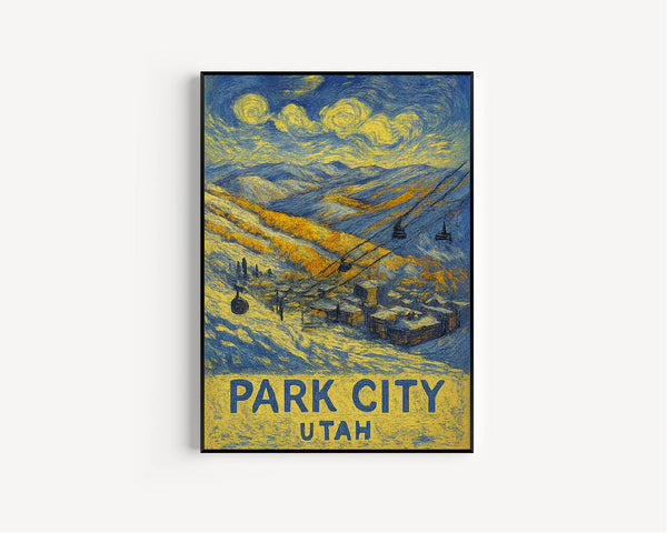 Park City Utah Travel Print, Park City Utah Winter Travel Poster Print, Winter Sports Wall Art, Utah Ski Travel Poster