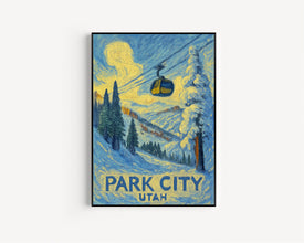 Park City Utah Travel Print, Park City Utah Winter Travel Poster Print, Winter Sports Wall Art, Utah Ski Winter Travel Poster
