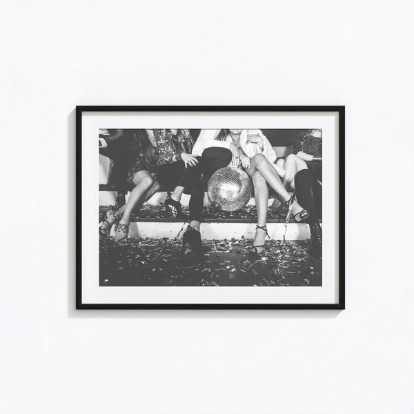 Party Girls, Disco Globe Print, Feminist, Bar Cart Art, Black and White Wall Art, Vintage Print, Photography Prints, Museum Quality Print 1620778183