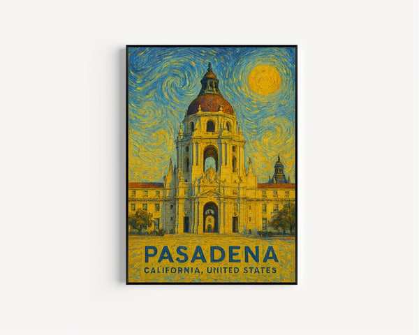 Pasadena Poster Print, Pasadena Travel Poster, Pasadena Van Gogh Style Wall Art, Pasadena, California, United States