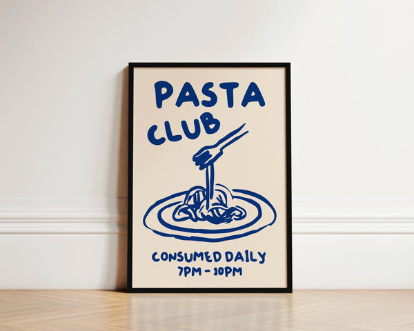 Pasta Club Kitchen Print, Pasta Print, Blue Kitchen Wall Art, Pasta Wall Art, Kitchen Poster, Kitchen Decor, Spaghetti Poster, Pasta Art 1844067568