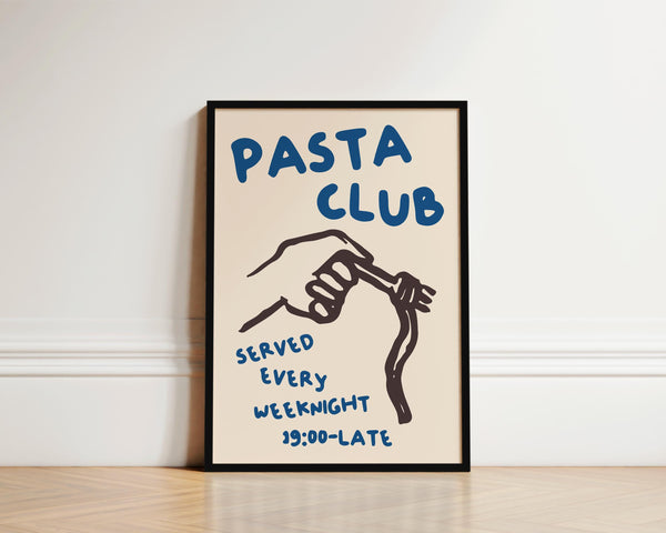 Pasta Club Kitchen Prints, Pasta Print, Hand Drawn Blue Kitchen Wall Art, Pasta Lover Gift, Kitchen Poster, Pasta Wall Art, Spaghetti Print 1897218557