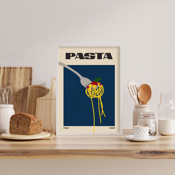 Pasta Food Poster  Mid Century Modern  Retro Kitchen Decor  Chef Print  Modern Food Art  Vintage Wall Art  Housewarming Gift  Italy 1448585923
