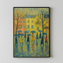 Pastel Umbrella Wall Art Cute Spring Rain Artwork Beige Farmhouse Decor Neutral Spring Village Canva