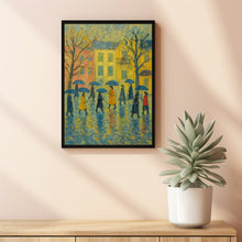 Pastel Umbrella Wall Art Cute Spring Rain Artwork Beige Farmhouse Decor Neutral Spring Village Canva