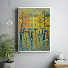 Pastel Umbrella Wall Art Cute Spring Rain Artwork Beige Farmhouse Decor Neutral Spring Village Canva