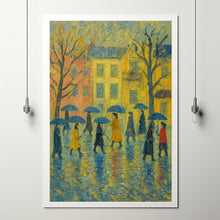 Pastel Umbrella Wall Art Cute Spring Rain Artwork Beige Farmhouse Decor Neutral Spring Village Canva