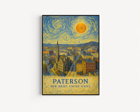 Paterson Poster Print, Paterson Travel Poster, Paterson Van Gogh Style Wall Art, Paterson, New Jersey, United States