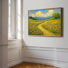 Path Through Wildflower Meadow - Printable Spring Landscape Painting, Rustic
