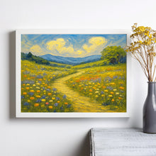 Path Through Wildflower Meadow - Printable Spring Landscape Painting, Rustic