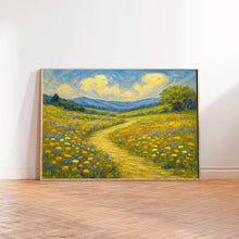 Path Through Wildflower Meadow - Printable Spring Landscape Painting, Rustic