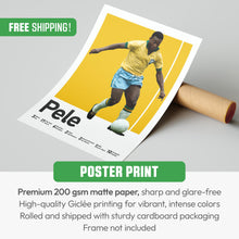 Pele Brazil Football Poster, Iconic Legend Print, Yellow Soccer Wall Art 1481625787