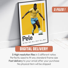 Pele Brazil Football Poster, Iconic Legend Print, Yellow Soccer Wall Art 1481625787