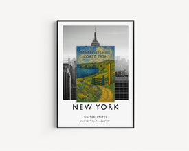 Pembrokeshire Coast Path Poster, National Trail Print, Southwest Wales, Coastal, National Park Poster, Welsh, Wales Travel Poster, Hiking