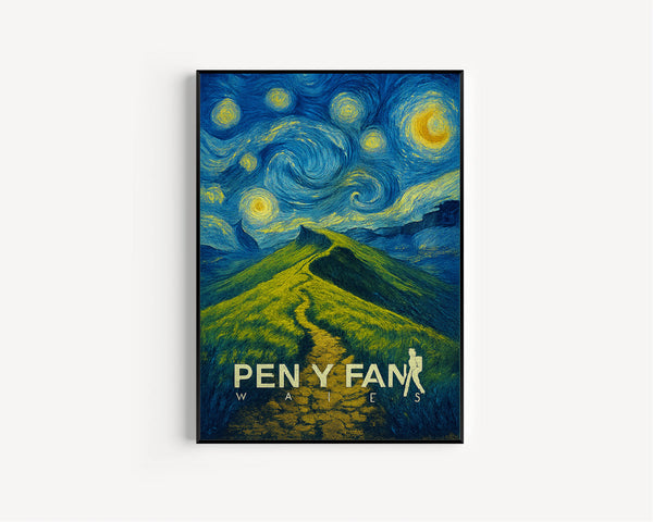 Pen Y Fan Poster - Wales Wall Art Print, Cymru Hiking Illustration Artwork, Outdoor Home & Office decor, United Kingdom Gift idea