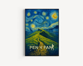 Pen Y Fan Poster - Wales Wall Art Print, Cymru Hiking Illustration Artwork, Outdoor Home & Office decor, United Kingdom Gift idea