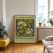 Pennsylvania State Flower Art Print, Mountain Laurel 1960s Wall Art, Neutral Botanical Pastel Artwork, Pennsylvania Flower Market, C31-67