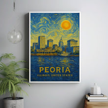 Peoria Poster Print, Peoria Travel Poster, Peoria Van Gogh Style Wall Art, Peoria, Illinois, United States