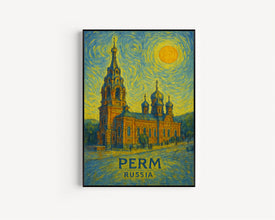 Perm Poster Print, Perm Travel Poster, Perm Van Gogh Style Wall Art, Perm, Russia