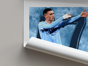 Phil Foden Football Poster Manchester Blue, Modern Wall Art 4392758377