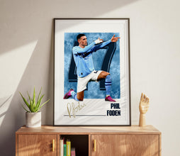 Phil Foden Football Poster Manchester Blue, Modern Wall Art 4392758377